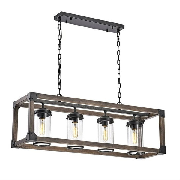 4 Light Adjustable Dimmable Rectangle Chandelier with Wrought Iron Accents Q280-AB6LCIC1488