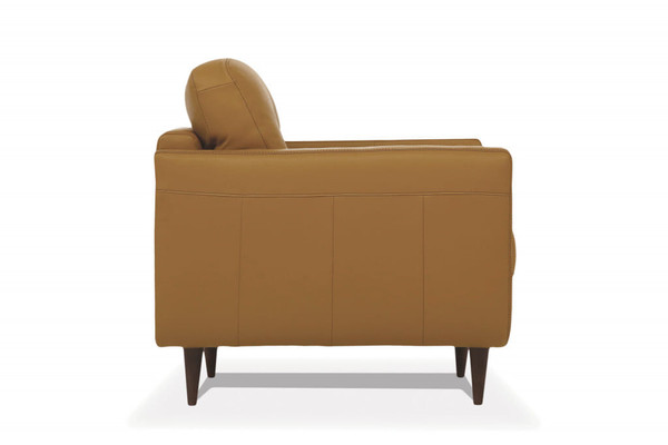 35" Camel Genuine Leather And Black Tufted Arm Chair N270-515765