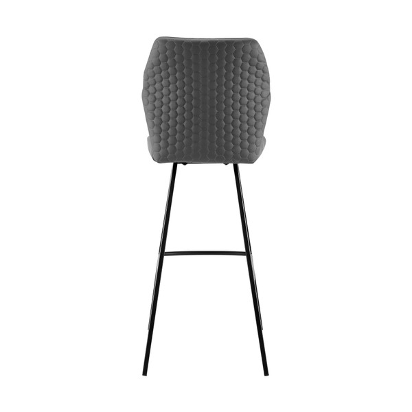 26" Gray And Black Faux Leather And Iron Counter Height Bar Chair N270-477011
