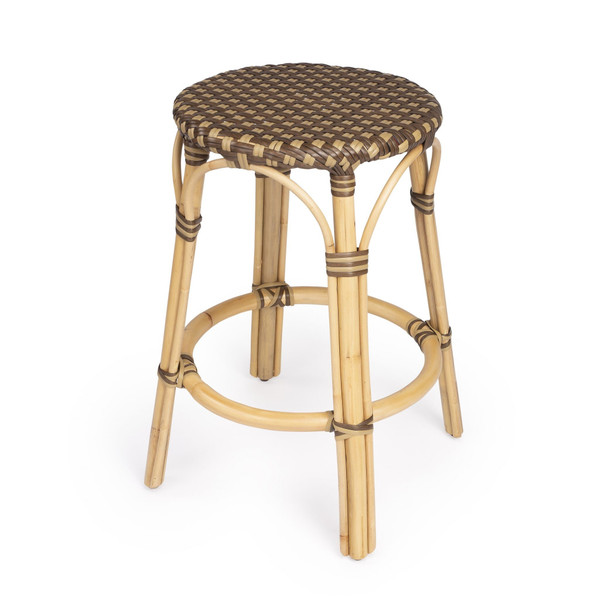 24" Natural and Brown Rattan Backless Counter Height Bar Chair N270-389104