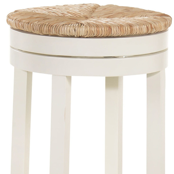 30" Natural And Antiqued White Solid Wood Swivel Backless Bar Height Bar Chair N270-516135