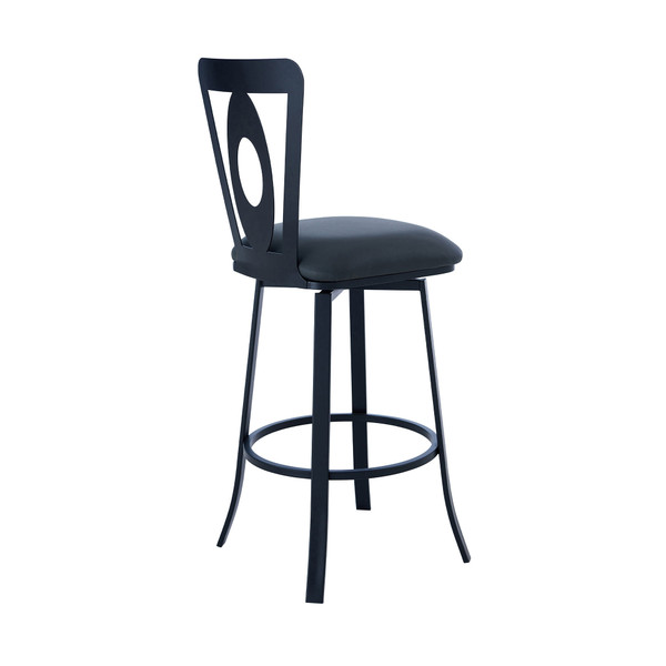 26" Gray And Black Faux Leather And Iron Swivel Counter Height Bar Chair N270-477110