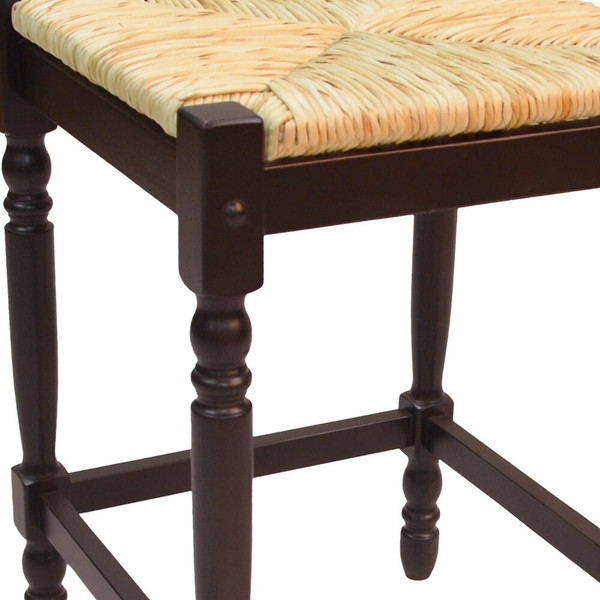 24" Natural And Espresso Solid Wood Backless Counter Height Bar Chair N270-516138