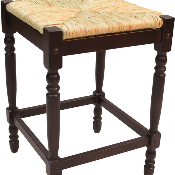 24" Natural And Espresso Solid Wood Backless Counter Height Bar Chair N270-516138