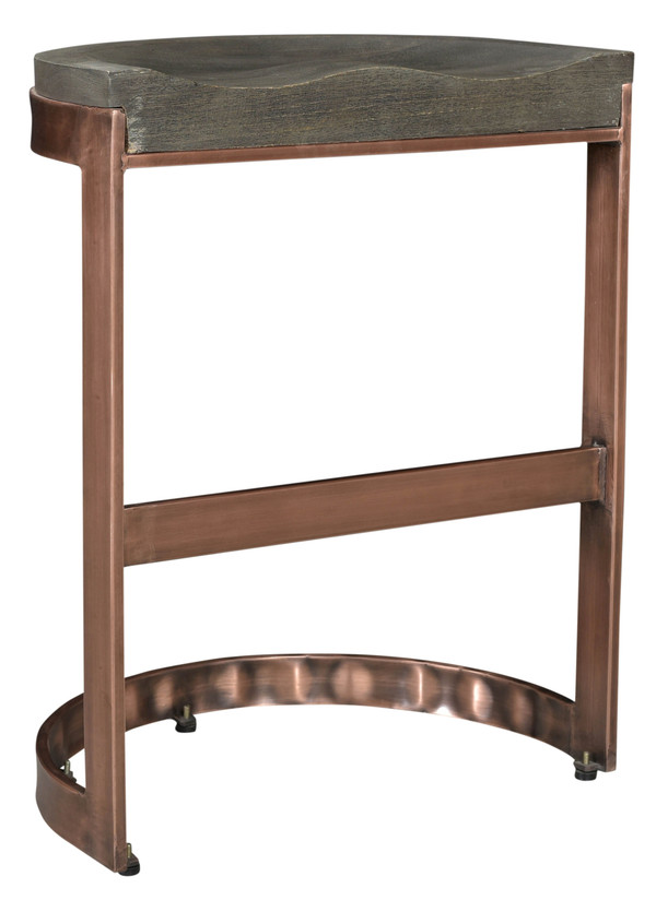 26" Gray and Copper Solid Wood and Iron Backless Counter Height Bar Chair N270-488814