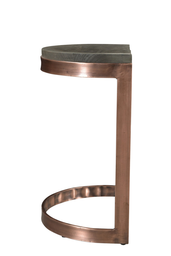 26" Gray and Copper Solid Wood and Iron Backless Counter Height Bar Chair N270-488814