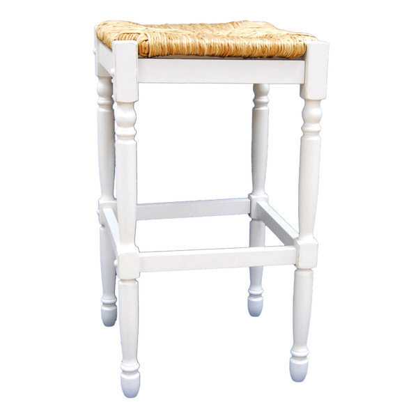 29" Natural And Antiqued White Solid Wood Backless Bar Height Bar Chair N270-516145