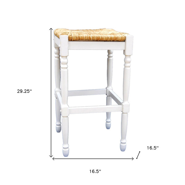 29" Natural And Antiqued White Solid Wood Backless Bar Height Bar Chair N270-516145