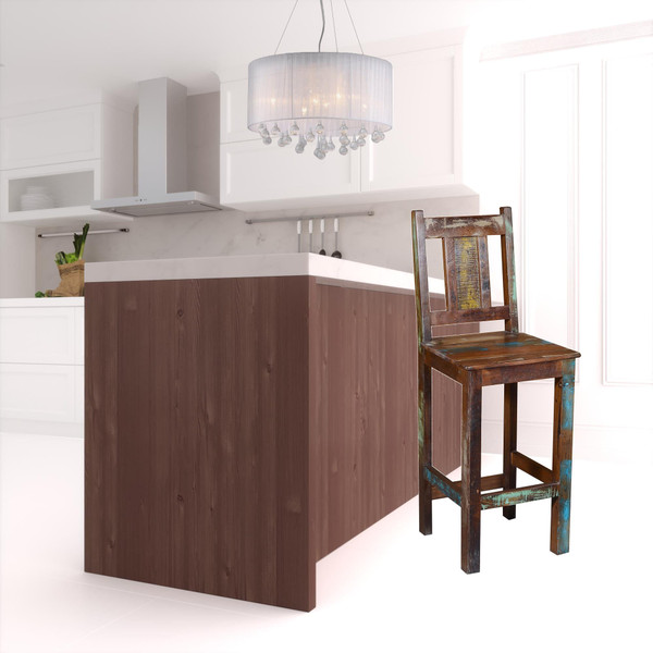 30" Brown Solid Wood Bar Height Bar Chair N270-488810