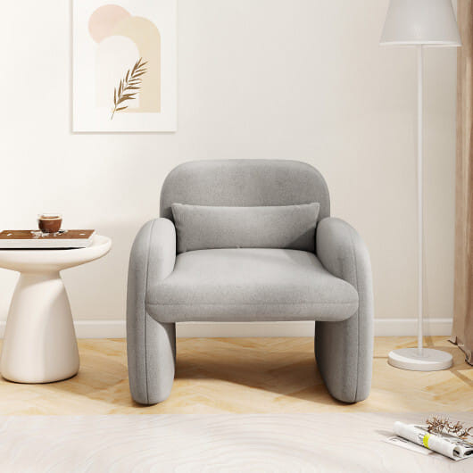 Modern Accent Chair with Waist Pillow and Armrests for Living Room Bedroom-Beige B593-HV10688