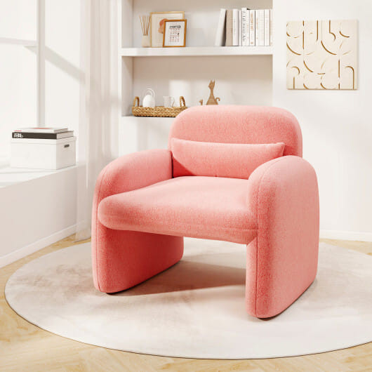 Modern Accent Chair with Waist Pillow and Armrests for Living Room Bedroom-Beige B593-HV10688