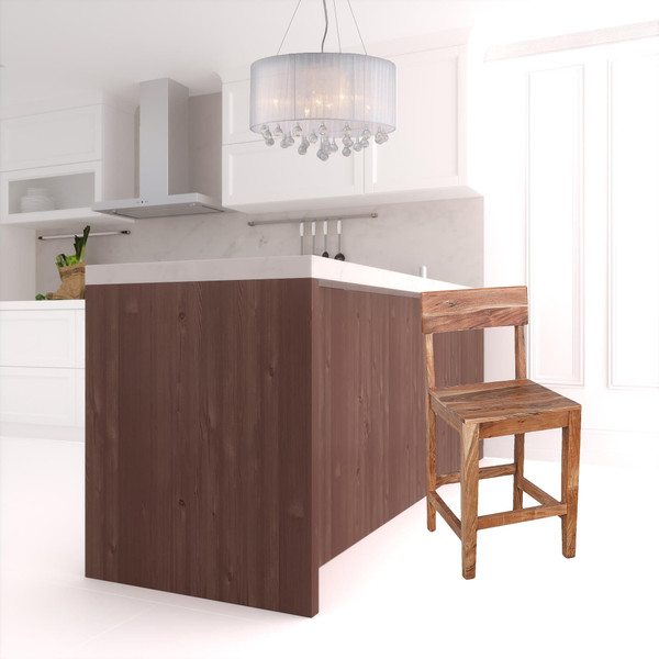 18" Wood Brown Solid Wood Counter Height Bar Chair N270-522381