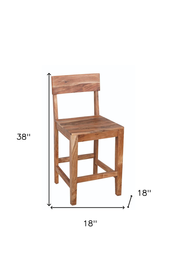 18" Wood Brown Solid Wood Counter Height Bar Chair N270-522381