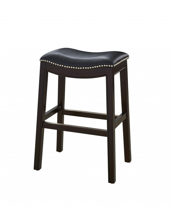26" Black and Espresso Solid Wood Backless Counter Height Bar Chair N270-384140