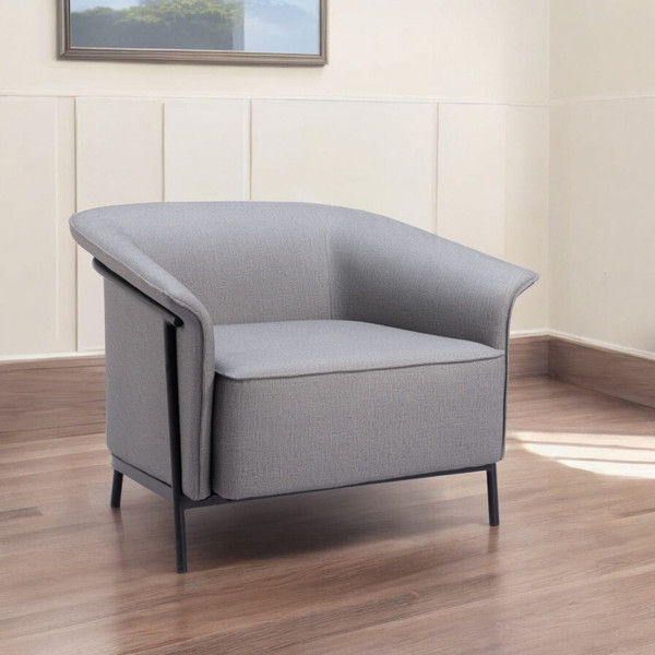 35" Slate Gray And Black Faux Leather Arm Chair N270-556472