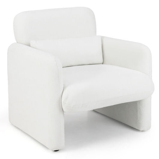 Modern Upholstered Chenille Accent Chair with Removable Lumbar Pillow-White B593-HV10666