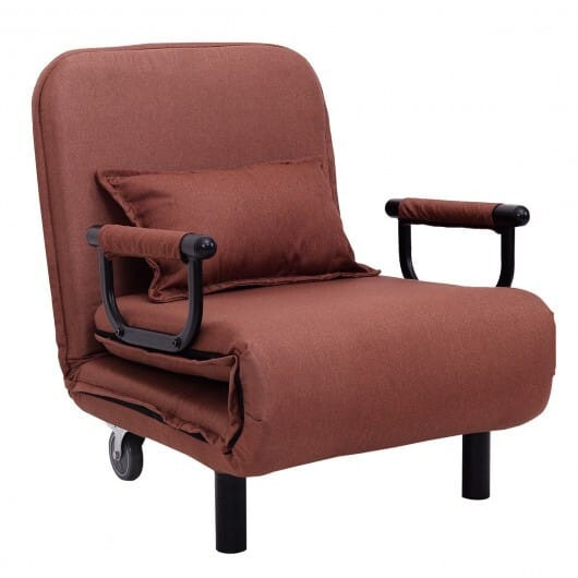 3-in-1 Convertible Sofa Bed with 5-Position Adjustable Backrest and Lumbar Pillow-Blue B593-HW54759