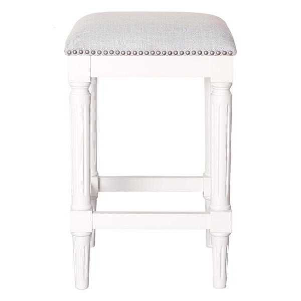27" Gray And Antiqued White Solid Wood Backless Counter Height Bar Chair N270-534321