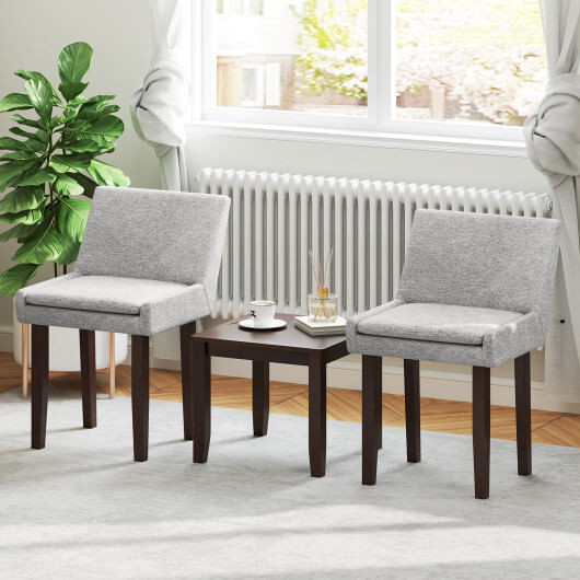 3-Piece Accent Table and Chair Set for Kitchen and Living Room-Brown & Gray B593-JV12492+