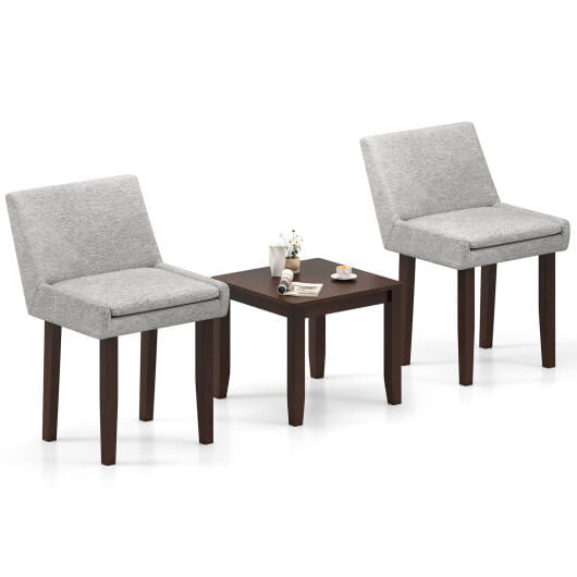 3-Piece Accent Table and Chair Set for Kitchen and Living Room-Brown & Gray B593-JV12492+