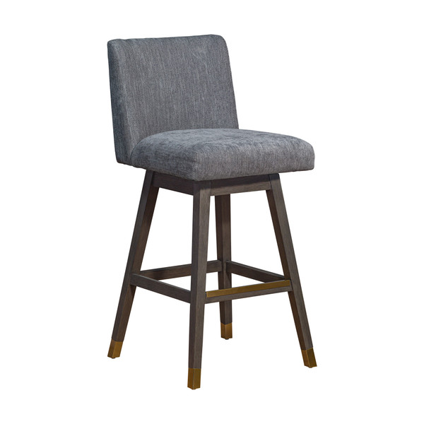 30" Gray and Brown Solid Wood Swivel Bar Chair N270-491368
