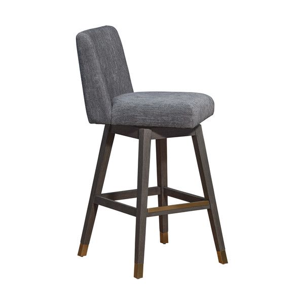 30" Gray and Brown Solid Wood Swivel Bar Chair N270-491368