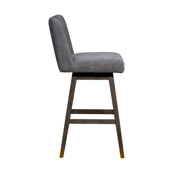 30" Gray and Brown Solid Wood Swivel Bar Chair N270-491368