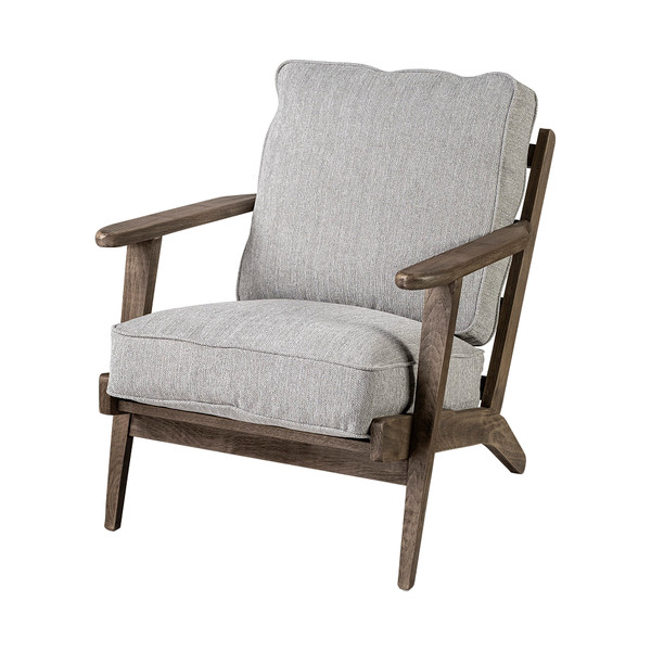 31" Light Gray And Brown Fabric Lounge Chair N270-380641