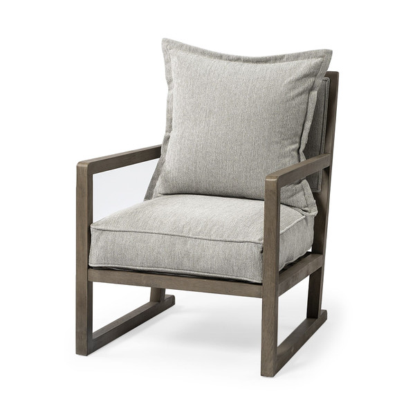 32" Ash Gray And Brown Fabric Arm Chair N270-392011