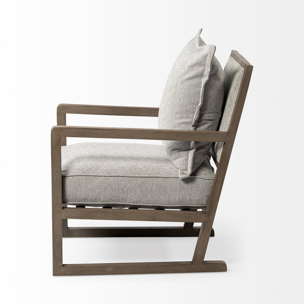 32" Ash Gray And Brown Fabric Arm Chair N270-392011