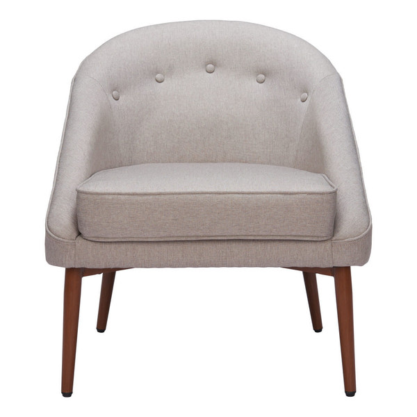 28" Gray And Brown Fabric Tufted Barrel Chair N270-556456