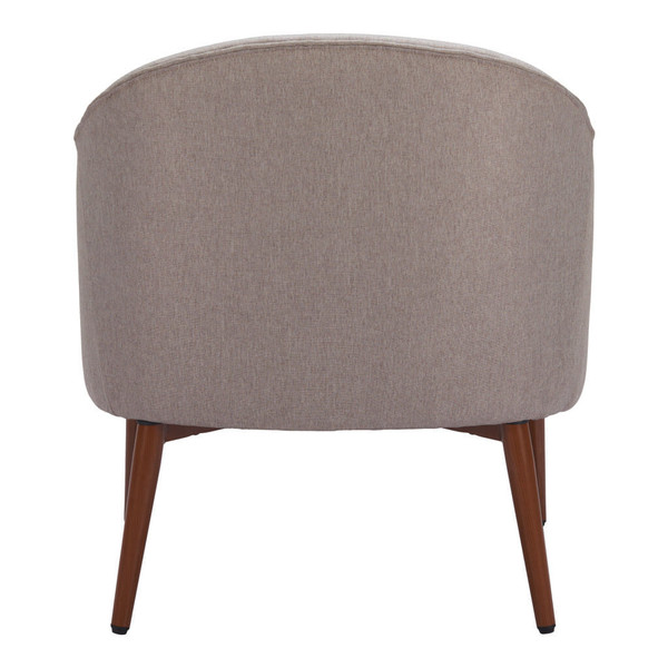 28" Gray And Brown Fabric Tufted Barrel Chair N270-556456