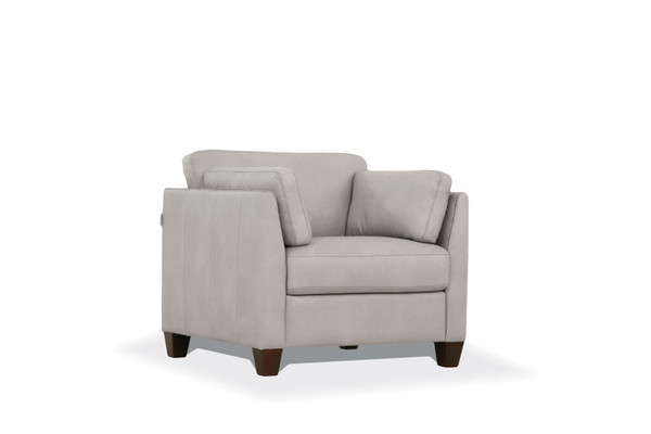 36" Dusty White Genuine Leather And Black Arm Chair N270-515770