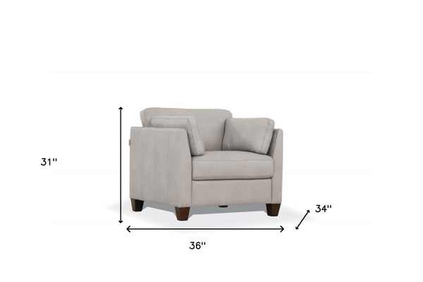 36" Dusty White Genuine Leather And Black Arm Chair N270-515770