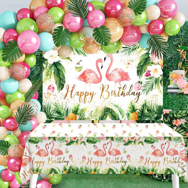 Color: Blue - Hawaiian Flamingo Tropical Party Luau Summer Birthday Aloha Hawaiian Party Decoration F640-12000038885696464