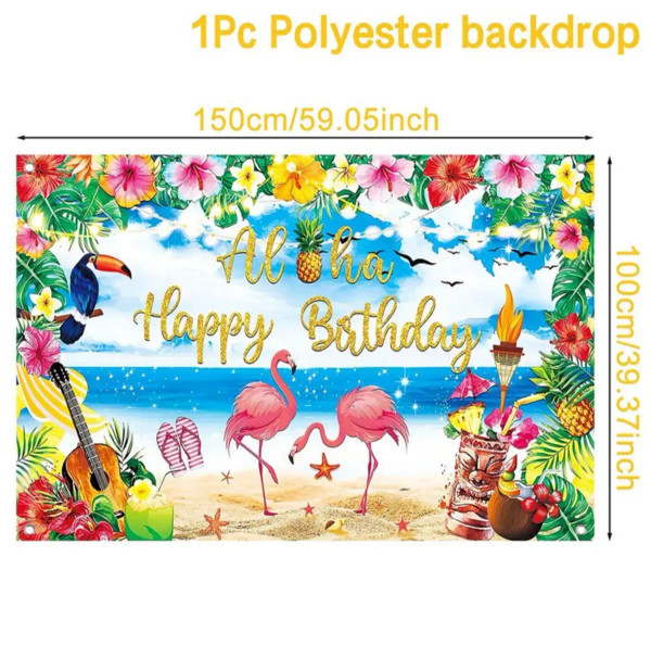 Color: Blue - Hawaiian Flamingo Tropical Party Luau Summer Birthday Aloha Hawaiian Party Decoration F640-12000038885696464