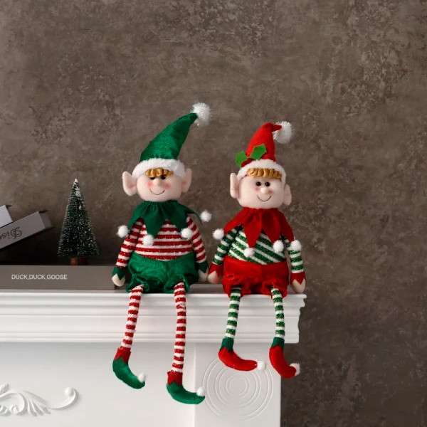 Color: light green - Big Size Christmas Plush Leg Elf Doll Ornaments Boys and Girls Elf Toy Dolls N F640-12000035187129587