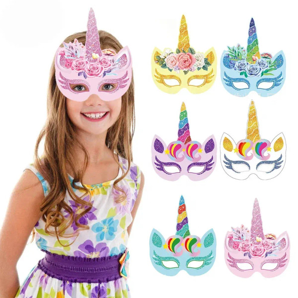 Color: Orange - Unicorn Party Decoration Happy Birthday Banner Girl Unicorn Paper Mask Macaron Ball F640-12000039082163552