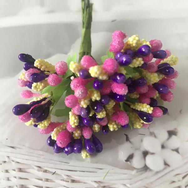 Color: Black - 12PCS/lot Artificial Flower Small Berries Stamen Wire Stem/marriage Leaves DIY Wreat F640-12000026197270833