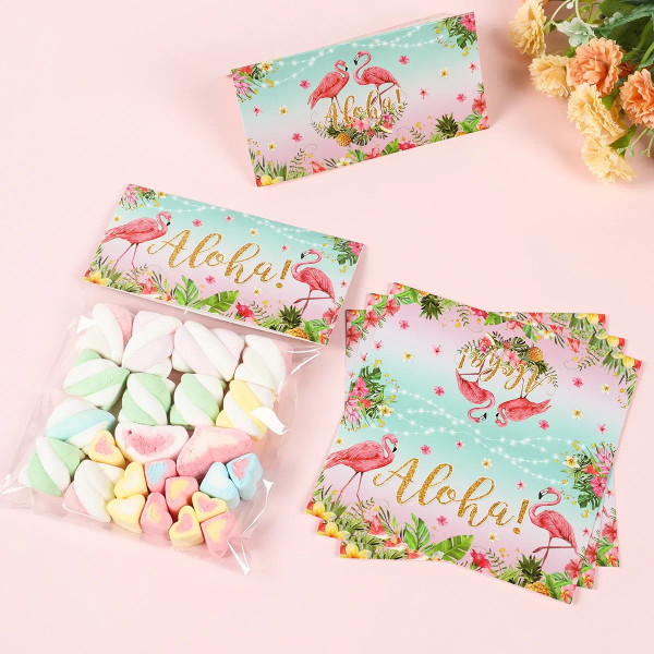 Color: WHITE - Hawaiian Flamingo Tropical Party Luau Summer Birthday Aloha Hawaiian Party Decoratio F640-12000038885696463