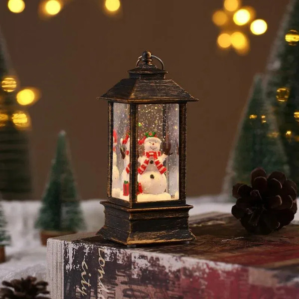 Color: Olive - Retro Square Lamp Santa Claus Night Light Christmas LED Wind Lights Christmas Tree O F640-12000035564741439