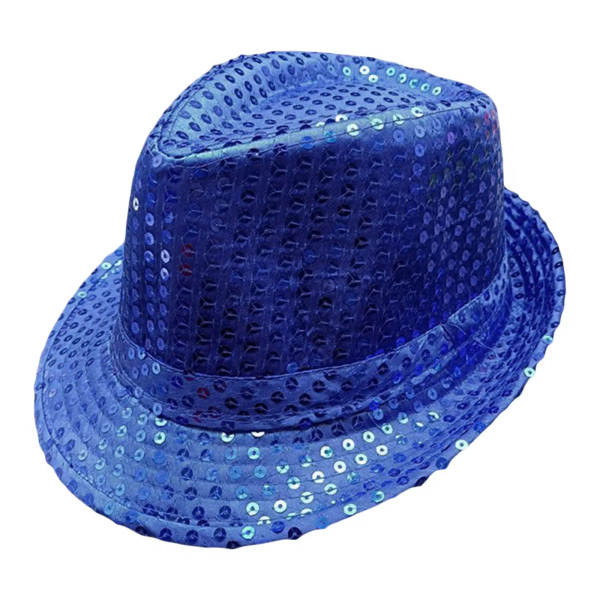 Color: WHITE - 12 Colors Men's Women's Jazz Hat Sequins Retro Disco Funky Glitter Costume Unisex No F640-12000028372144649
