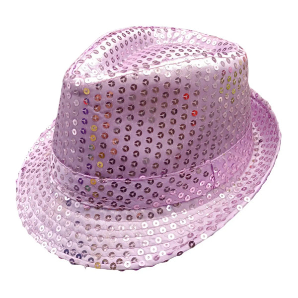 Color: WHITE - 12 Colors Men's Women's Jazz Hat Sequins Retro Disco Funky Glitter Costume Unisex No F640-12000028372144649