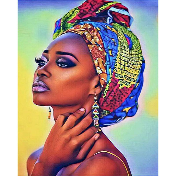 Color: 11style, Size: 60x75cm - African Woman Portrait Digital Painting DIY Q119-CJZS114492206FU