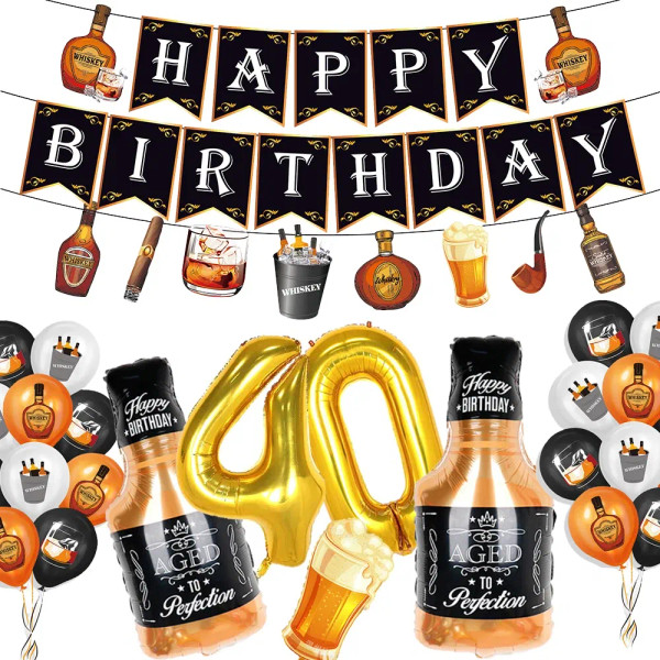 Color: MINT GREEN - Whiskey Party Decor Happy Birthday Banner Whiskey Balloon Gold Number Balloon A F640-12000040070253170