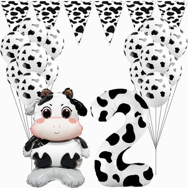 Color: Pink - Cow Party Supplies Standing Cow Balloon 40inch Number Balloon Cow Print Latex Balloon F640-12000038883884898
