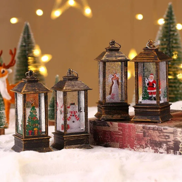 Color: MINT GREEN - Retro Square Lamp Santa Claus Night Light Christmas LED Wind Lights Christmas T F640-12000035564741440
