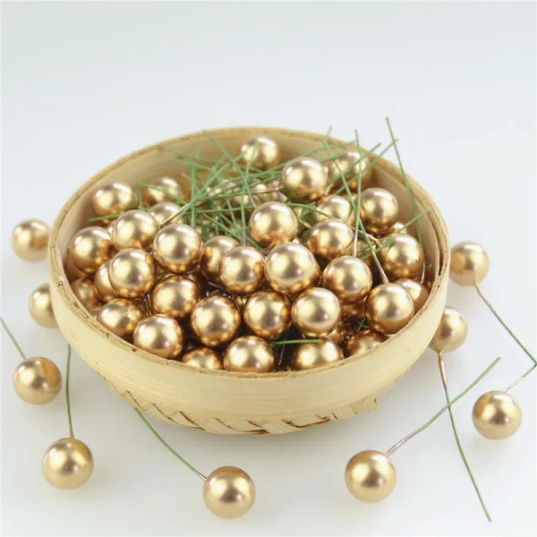 Color: Blue - 30pcs Silver Pearl Plastic Stamens Bead Artificial FlowerSmall Berries Cherry for Wed F640-66222125369
