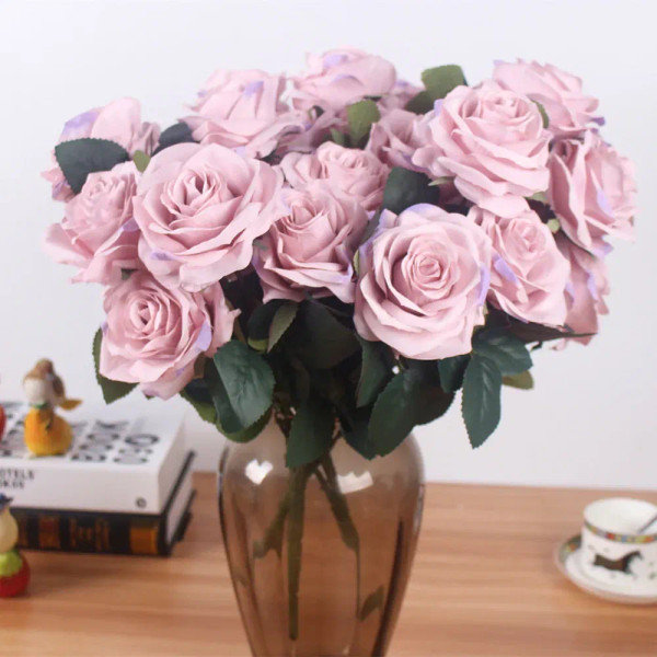 Color: Brown - Artificial silk 1 Bunch French Rose Floral Bouquet Fake Flower Arrange Table Daisy W F640-65817277655