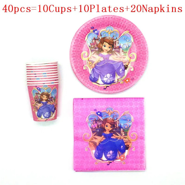 Color: Blue - Disney Sofia the First Party Supplies Decorations Kids Birthday Disposable Tableware  F640-10000007328964678